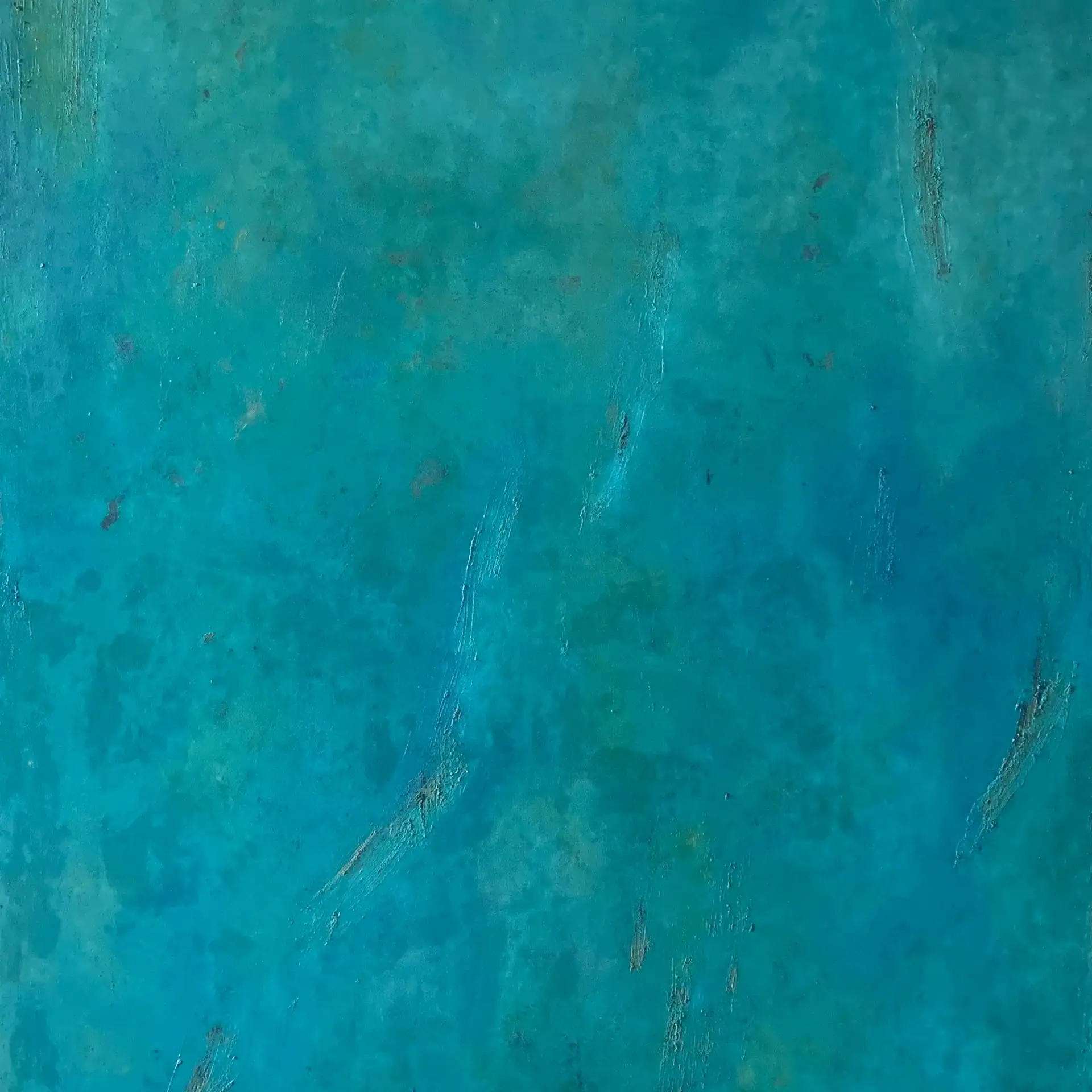 Farbige abstrakte Wanddekoration in Blau- und Türkishtönen.