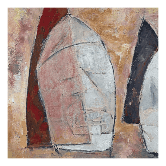 Verschobene künstlerische Zeichnung eines Gesichts, abstrakte Malerei, moderne Kunstwerk.